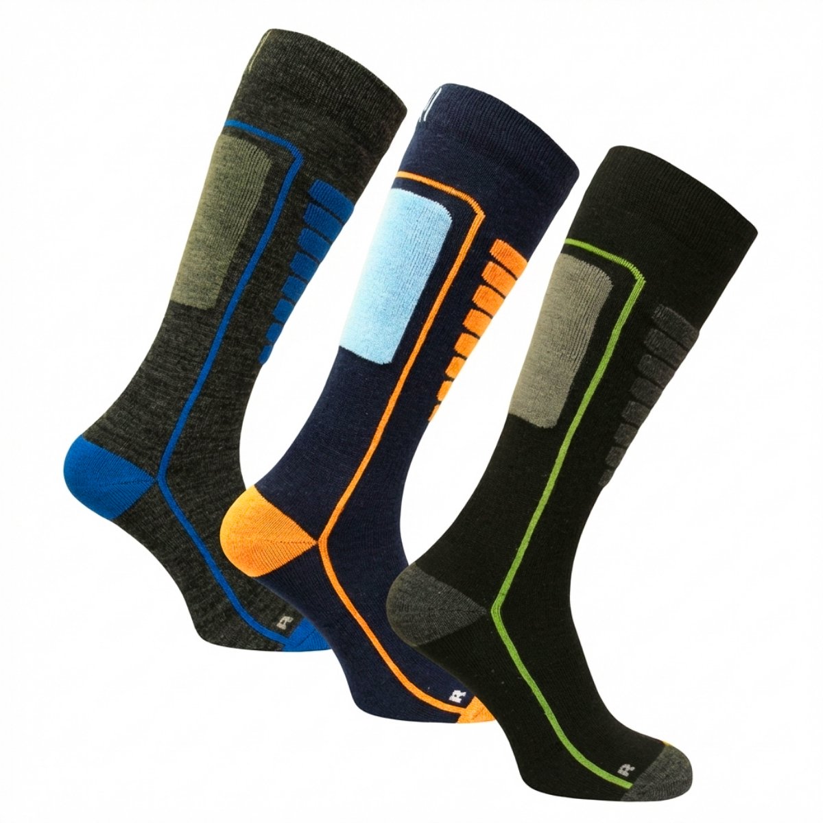 Norfolk Skisokken 3 Paar Merino Wol Schokabsorptie Skisokken Naadloos Zacht Warm en Droog /Smoked/ – Courchevel 3 Pack Zwart