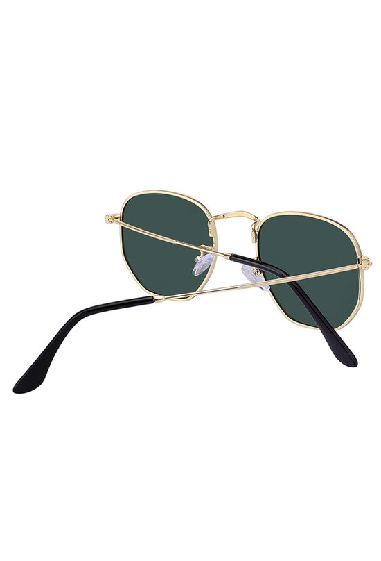 KIMU Zonnebril Hexagonal - Goud Montuur - G15 Zeshoekige Glazen Donkergroen - Gouden Pilotenbril Groen Groene Retro Vintage Zeshoekig Donkergroene Festival van KIMU — afbeelding 4