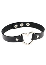 KIMU® Choker Zwart Hartje - Pu Leer Collar Ketting Hart Halsband Lolita Halloween
