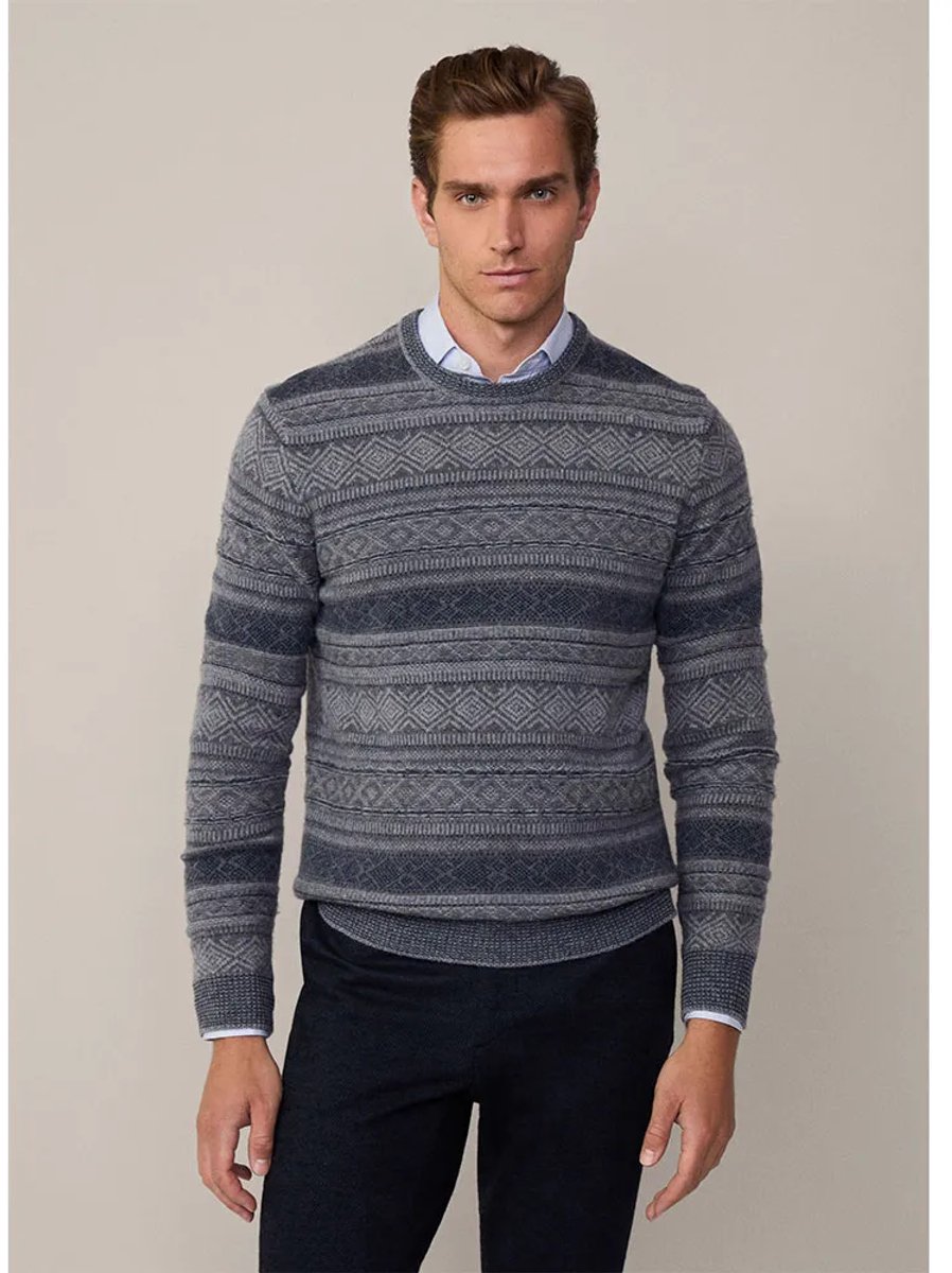 Hackett Fairisle Trui Grijs L Man