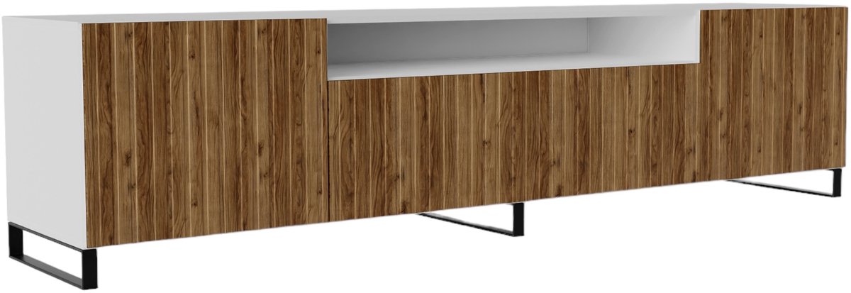 Margaret Hadas24 TV-kast Mio III, wandmeubel, lowboard, tv-standaard, wandmeubel, woonkamer, tv-meubel, woonkamermeubilair, televisie, highboard, TV-kast, tv-lowboard, 200 cm, 3 deuren, wit, bruin