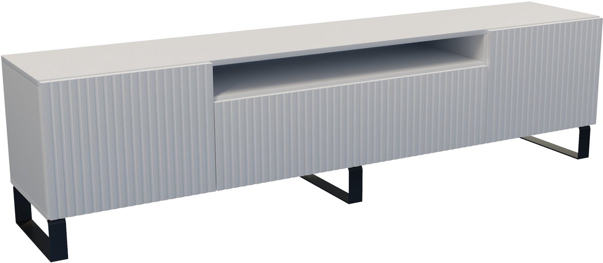 Margaret Hadas24 TV-kast Marlo III, woonwand, lowboard, tv-standaard, woonwand, woonkamer, tv-meubel, woonkamermeubels, televisie, highboard, TV-kast, tv-lowboard, 200 cm, drie deuren, wit