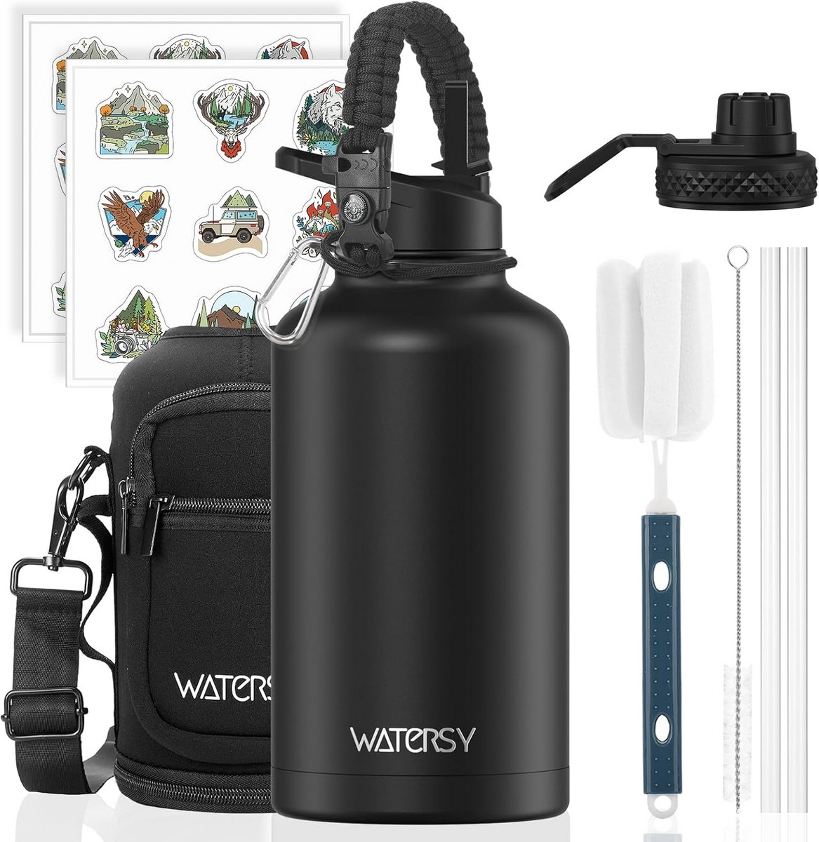Geïsoleerde Waterfles 2L - Roestvrijstalen Thermosfles - 48u Koud & 24u Warm - Perfect voor Sport, Gym en Kamperen