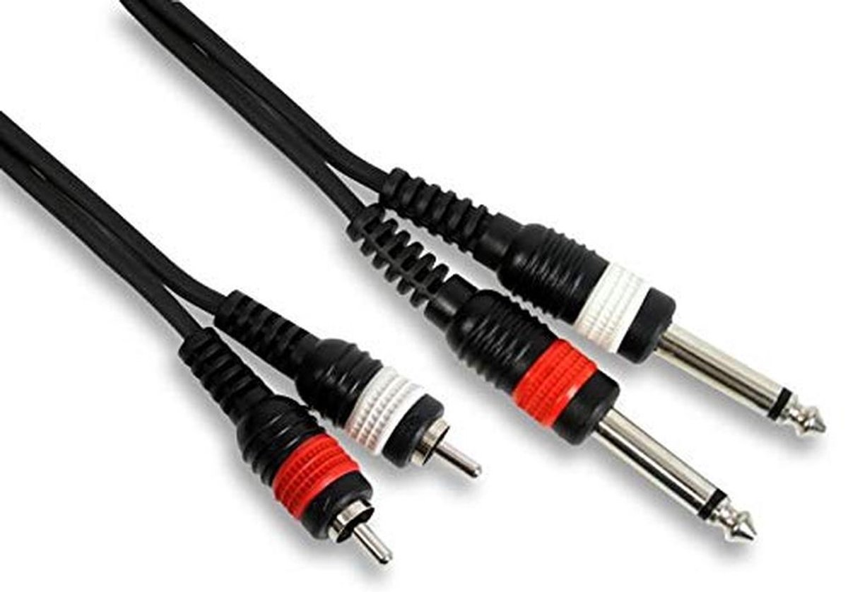 6.35mm Mono naar 2x RCA Phono Mannelijke Plug Kabel 0.5m tot 5m