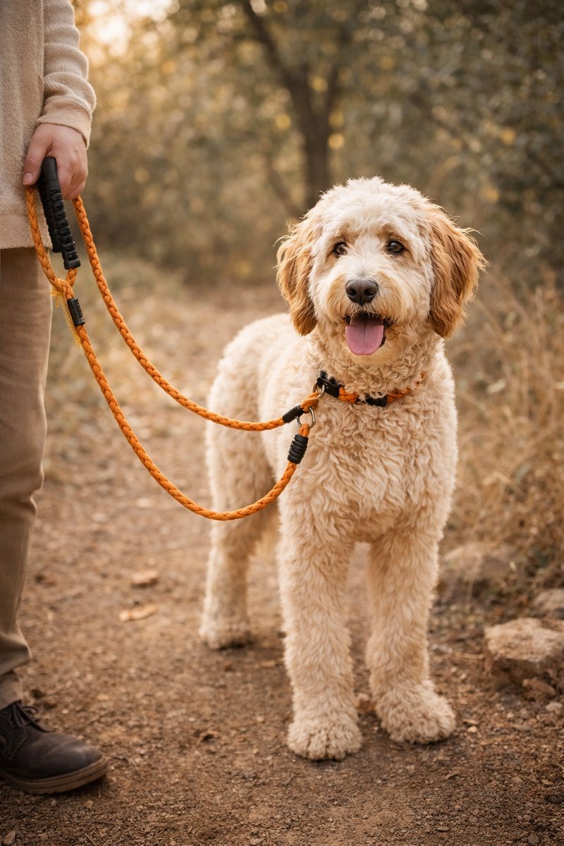 Masenzo Reflecterende Hondenriem 180 cm lang/0,8cm dik- Oranje - Honden Riem - Hondenlijn