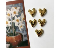 foto van TLVX 5 stuks 3D Hartjes Magneten Goud Glanzend / Leuke Koelkastmagneten Chroom / Speel- & Leer Magneet / School / Whiteboard / Gold Chrome Hearts / Valentijn / Spiegel / Glans / Notitie / Memo bord / Schoolbord / Magnetisch / Love You Foto Magneetjes