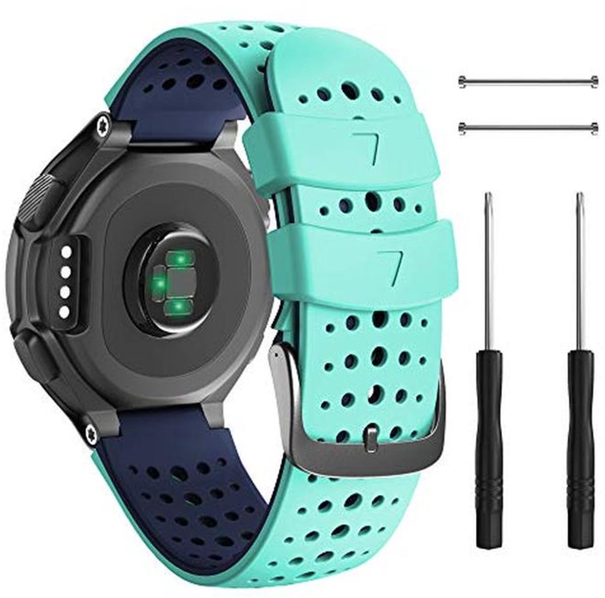 Compatibele siliconen sportarmband voor Forerunner smartwatches - mint/blauw