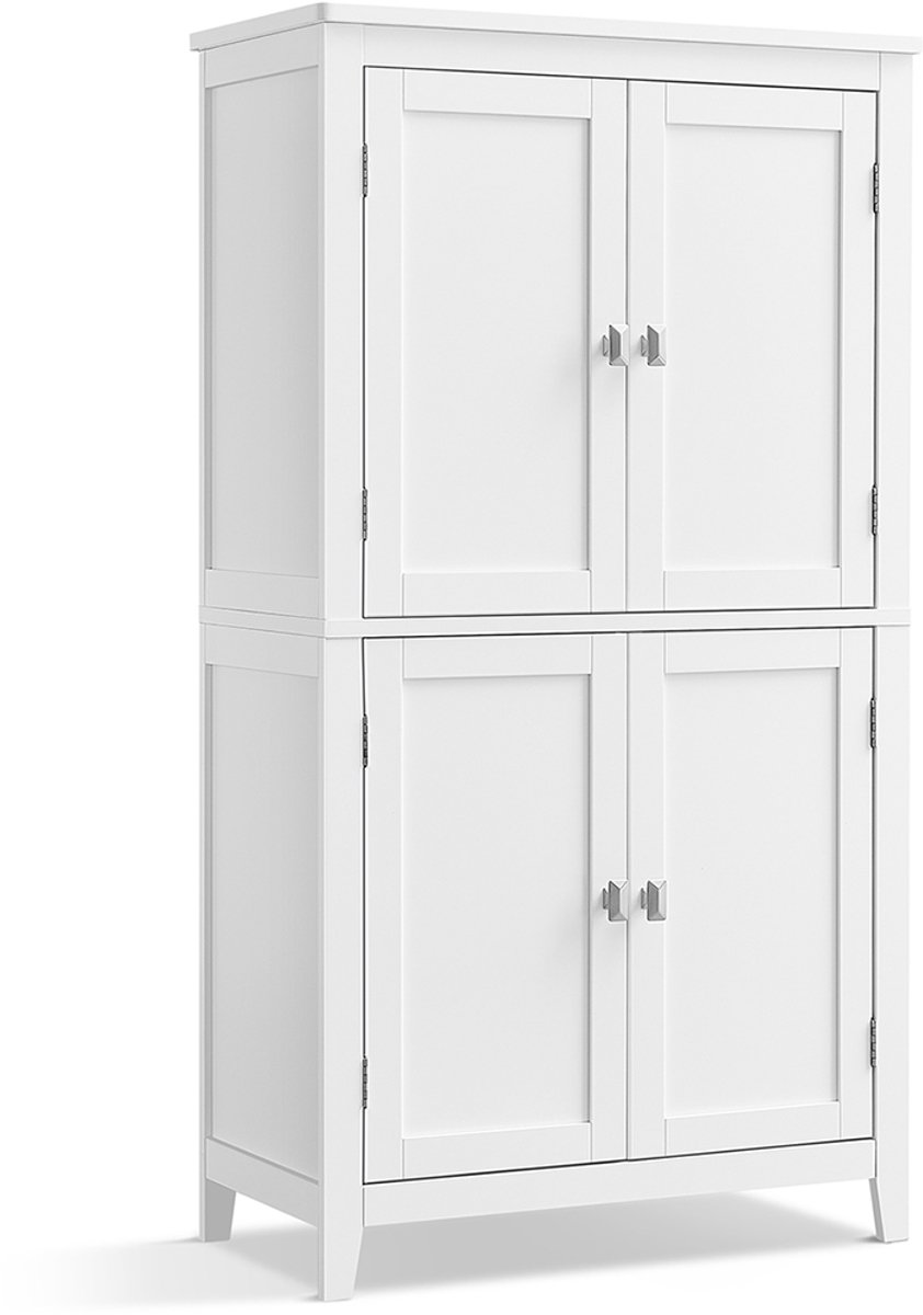 Furnstar Badkamerkast Staand – Opbergkast met 4 Deuren – Verstelbare Planken – Vrijstaand – 30 x 60 x 110 cm – Wit