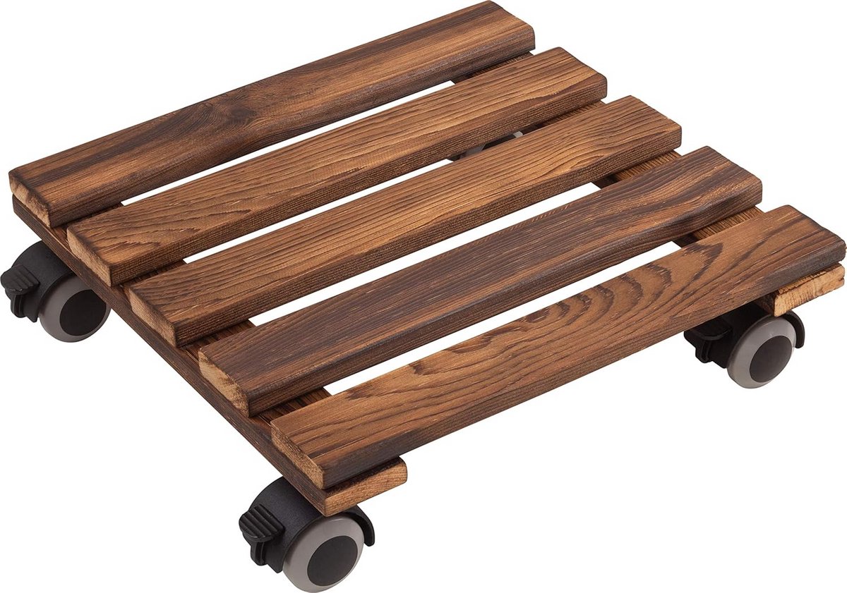 Plantenroller 300 x 300 mm - 60 kg draagkracht - vintage look met TPE-wielen
