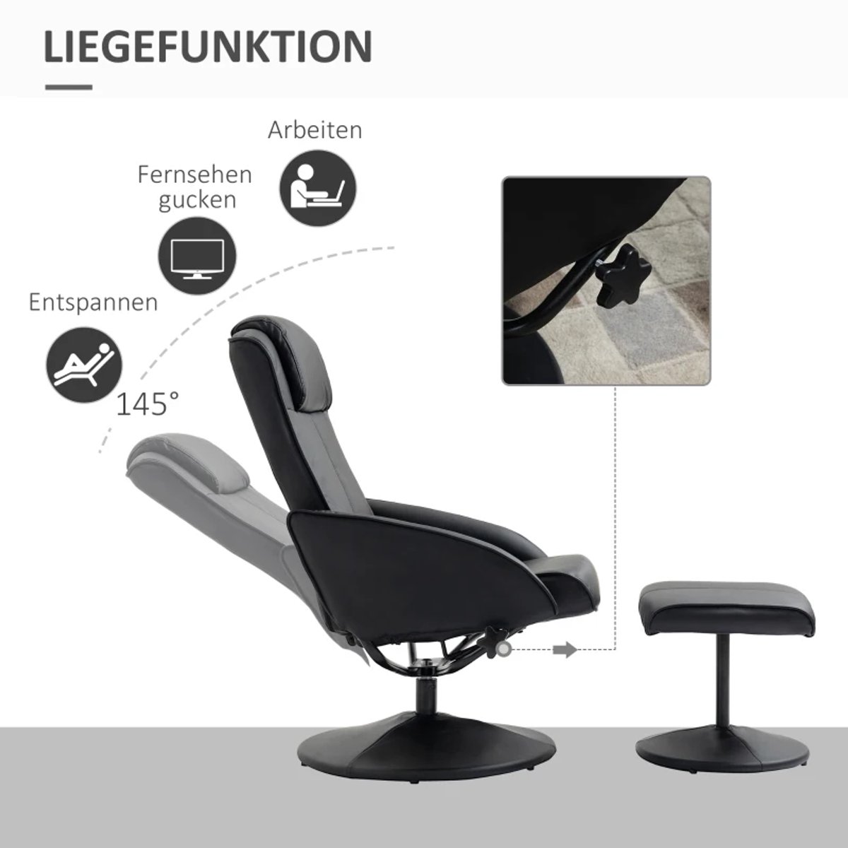 Relaxfauteuil 360° Draaibaar Relaxstoel met Voetenbank - afbeelding 3