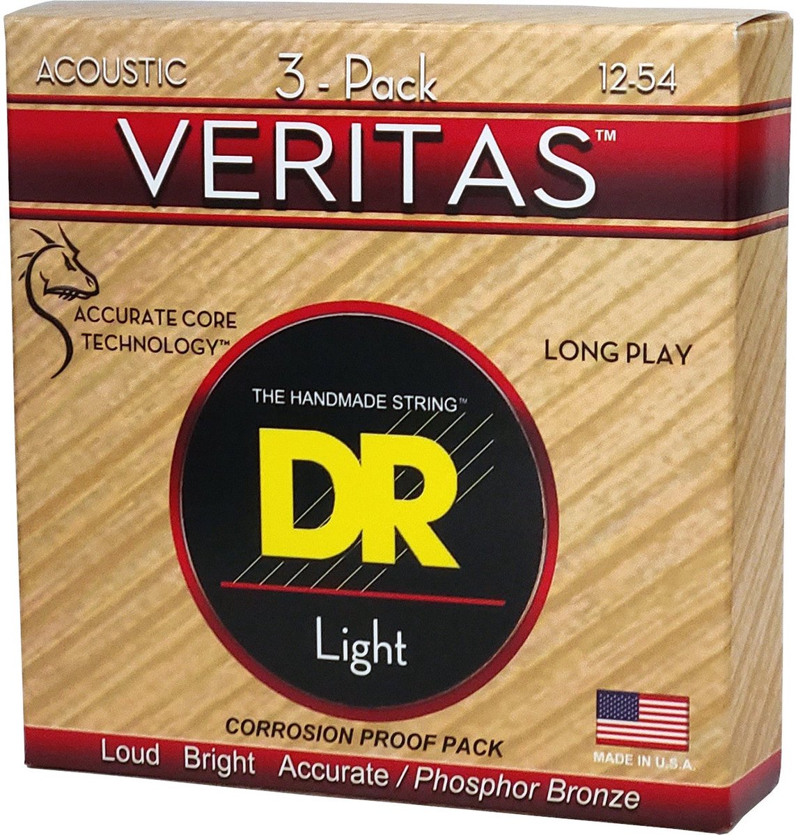DR Strings VTA-12-3PK Veritas 3 sets 12-54 snaren voor akoestische gitaar