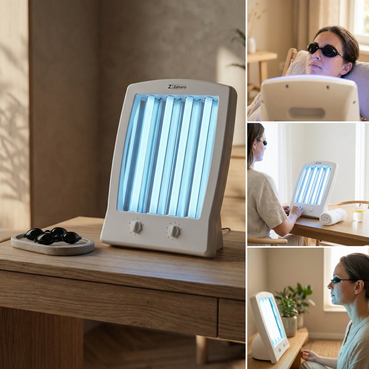 Zonaro Gezichtsbruiner – Zonnebank – Zonnehemel – Gelaatsbruiner – Solarium – Gezichtsbruiner Hals en Schouder – Inclusief 2x Zonnebank Bril – 4x 15W Lampen – Timer & Geheugenfunctie – foto 5