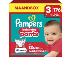 Pampers Baby-Dry Pants Maat 3 - 176 Luierbroekjes - 6kg-11kg - Maandbox