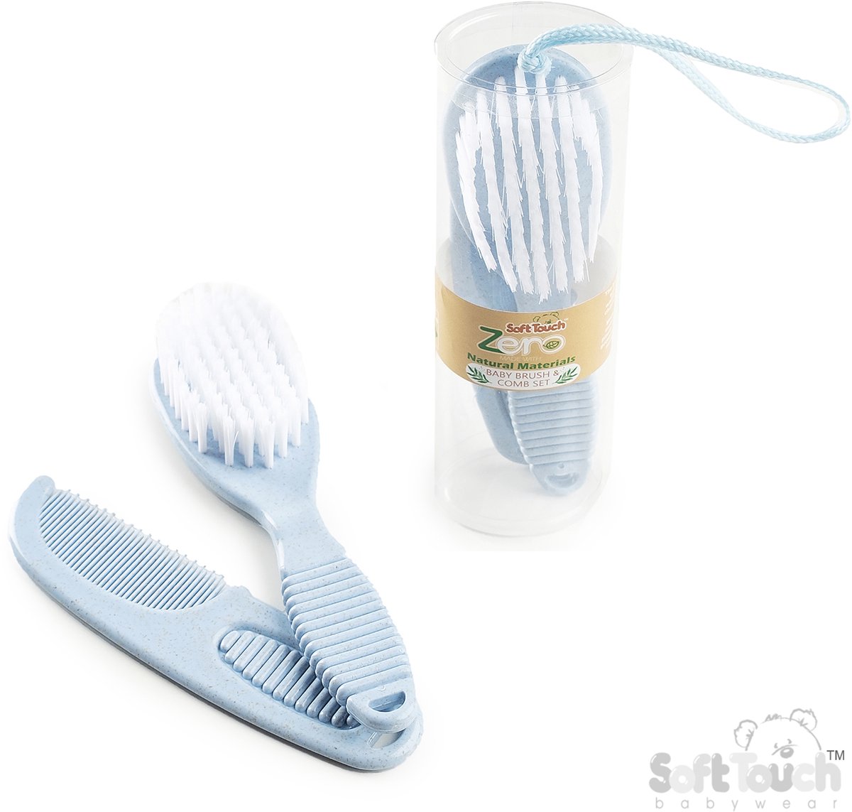 Soft Touch Borstel En Kam Set 2-delig Blauw