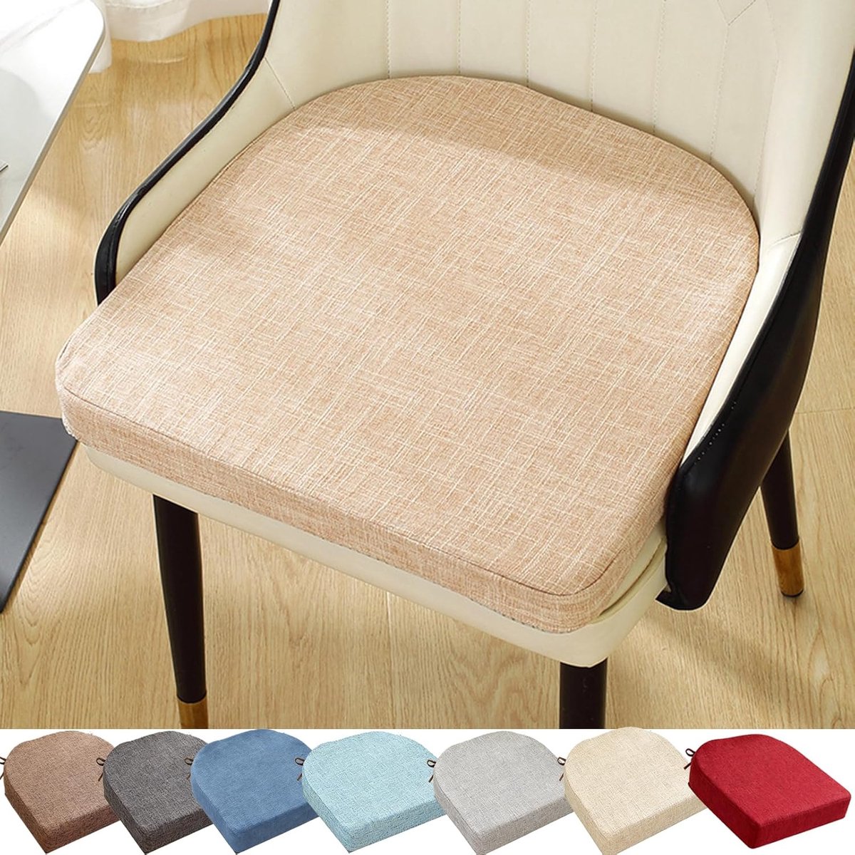 KZQ Mika antislip eetkamerstoelkussen, 45x45 cm groot, met decoratieve strik, zacht en dik, geschikt voor keukens en eetkamers, comfortabel zitkussen, antislip onderkant, creëert een stijlvol interieur.