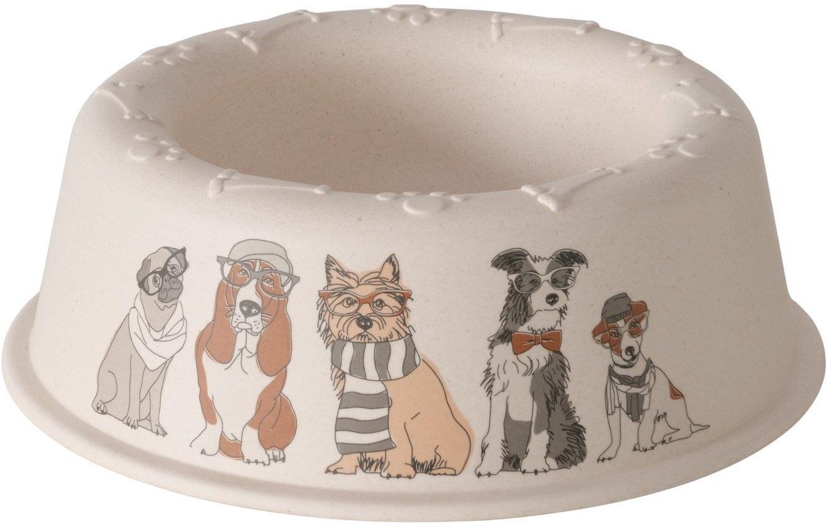 Boltze Home hondenvoerbak bamboe melamine Ø20,8xH7cm multicolor.