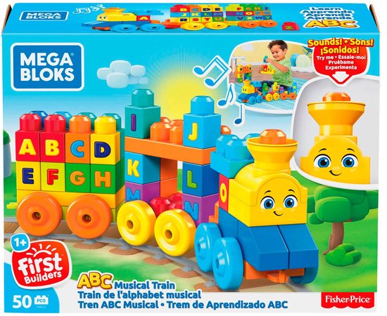 MEGA Bloks ABC muziektrein - Educatieve bouwblokken voor 1-5 jaar - 50 blokken