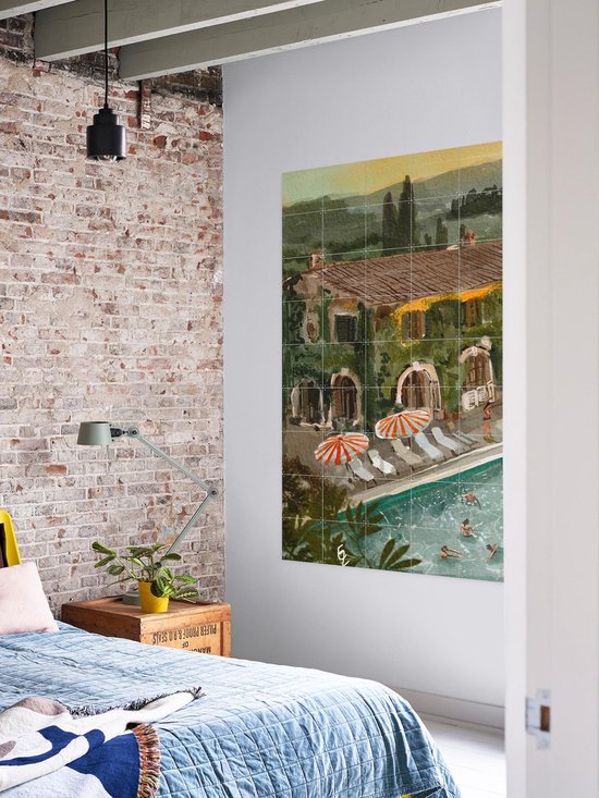 IXXI Secret Villa, Ekaterina Zagorska - 80 x 100 cm - Gratis ophangtool - Grote wanddecoratie en posters - Speels, Illustraties, Kleurrijk