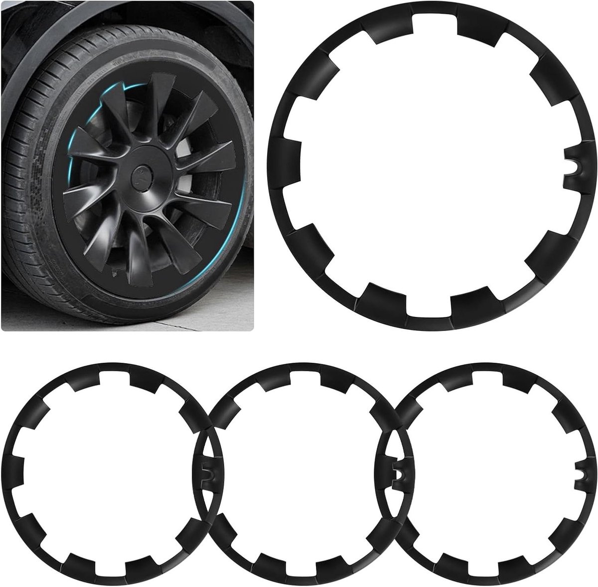Velgbescherming 20 inch voor elektrische SUV, set van 4, ABS-velg afdekking voor bescherming tegen krassen en stoeprandschade