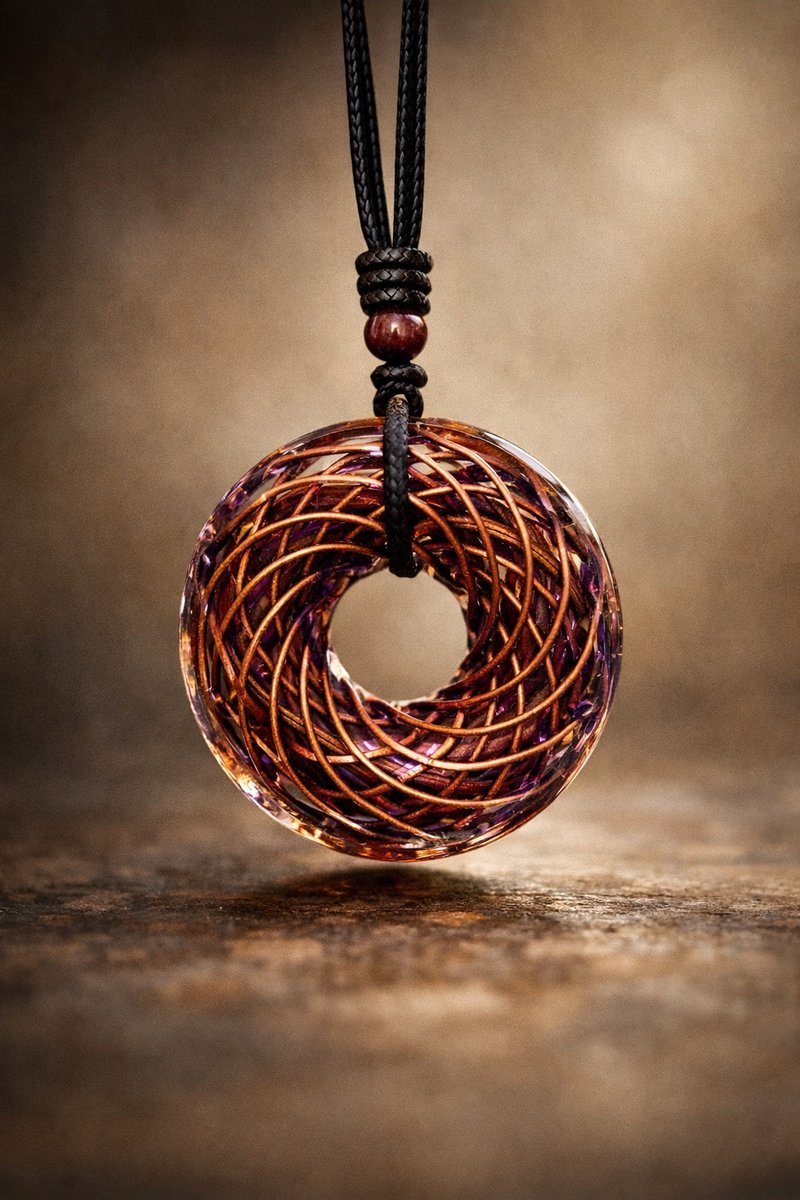 S4H Orgonite Donut Hanger Amethist – Torus Ketting met Koper Wire Wrap (Spiritueel & Energetisch)