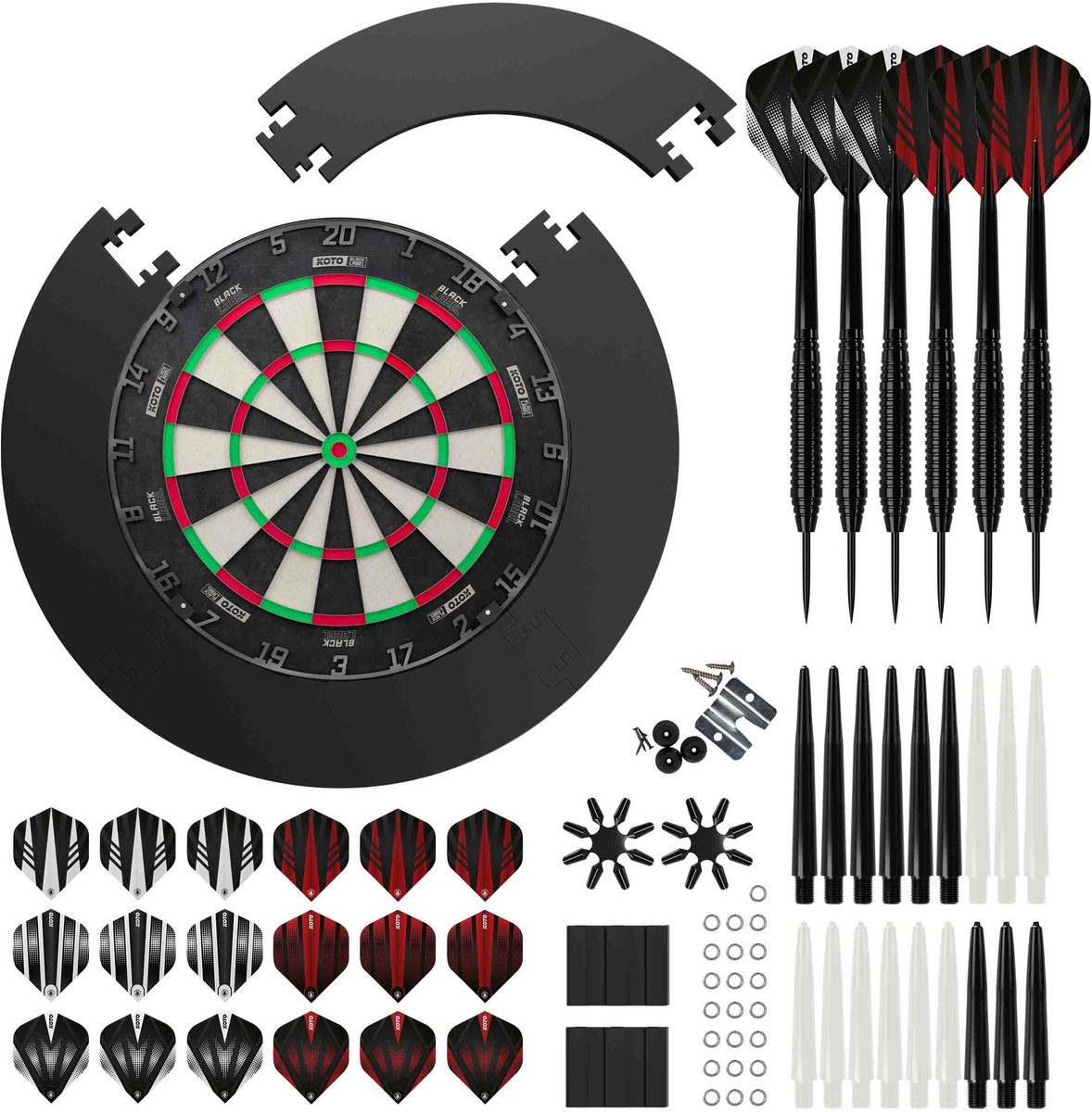 KOTO Black Label + Puzzle Surround + 2 Sets KOTO Dartpijlen - 90-Pieces - Dartset Zwart