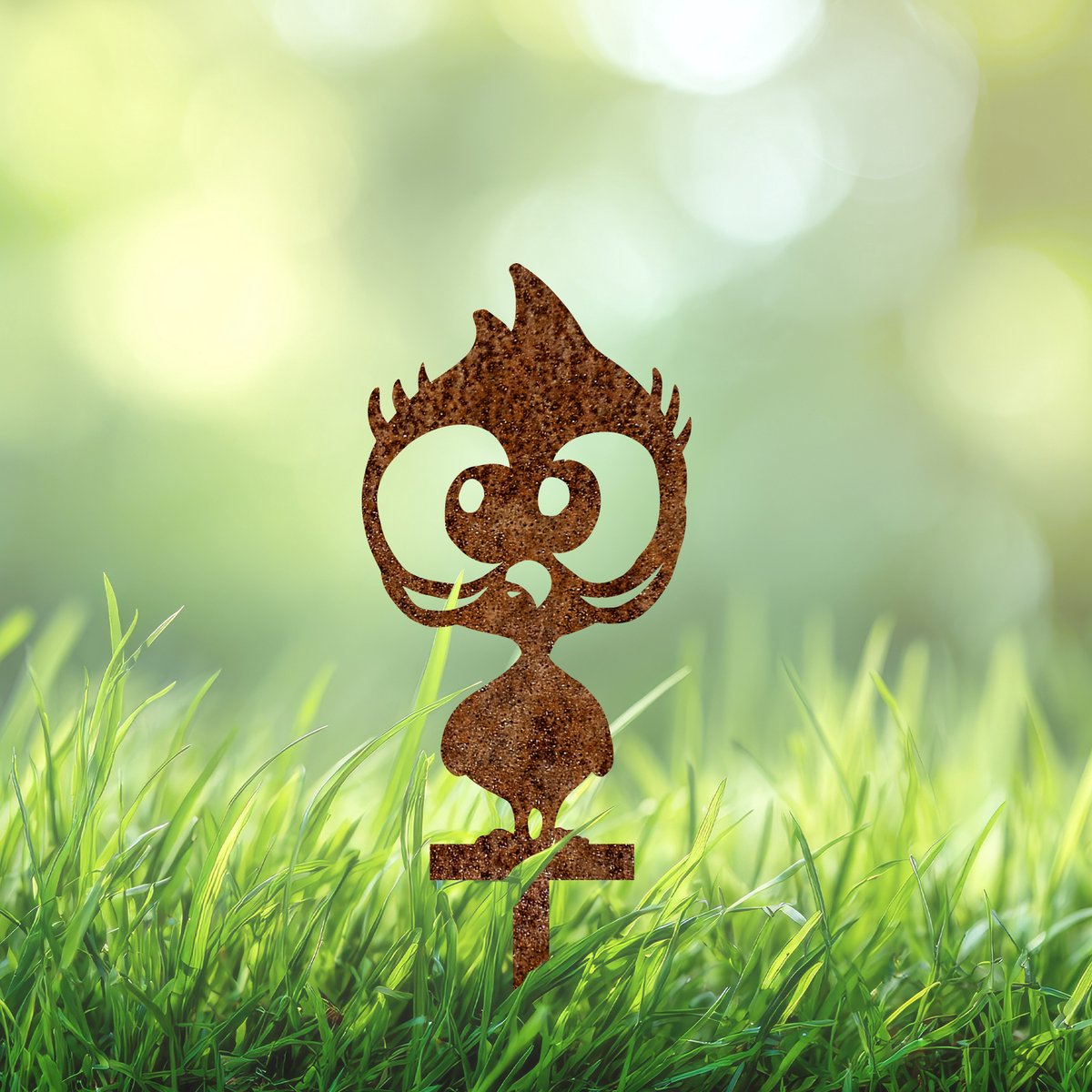 Cortenstaal Kip Tuinsteker – Tuindecoratie “Pip de Kijkkip” – Cartoon Silhouet – Roest Buiten Ornament