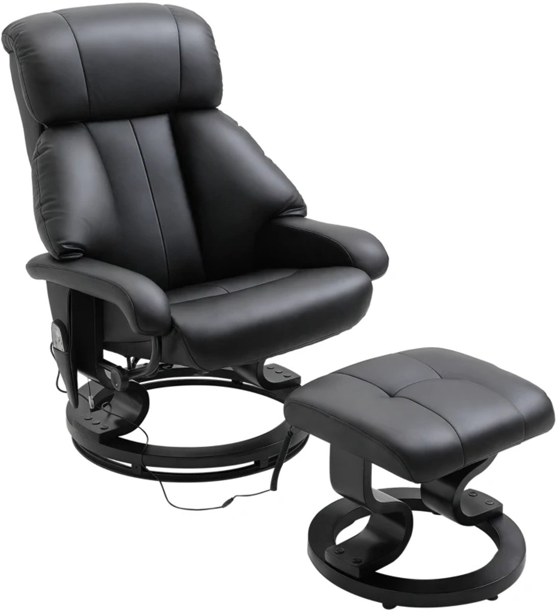 ZYLARO Massagestoel met Voetenbank - Relaxfauteuil - 10 Massagepunten - 360° Draaibaar - Kantelbaar tot 145° - met Afstandsbediening - Verstelbare Rugleuning - tot 120 kg - Relaxstoel - TV Stoel - Loungestoel - Kunstleer - Zwart