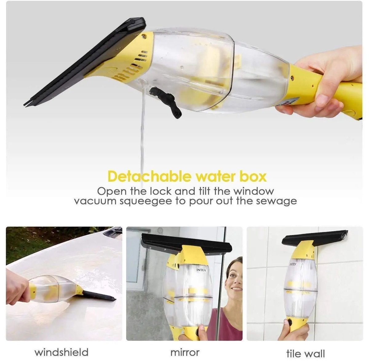 Draadloze Raam Vacuum Cleaner 3-in-1 met Telescopische Handgreep - afbeelding 3