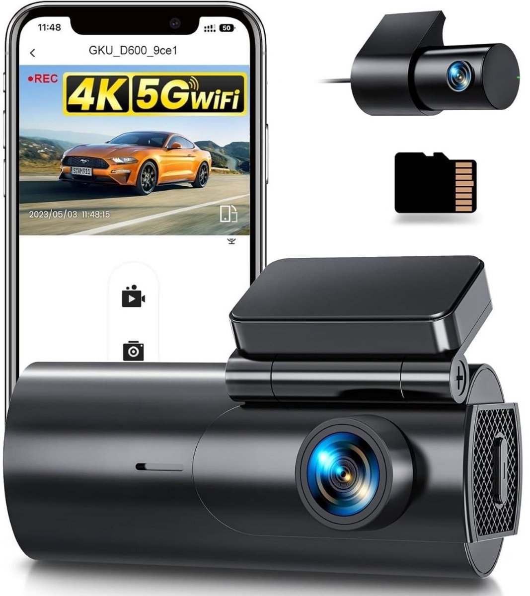 Quvo® Dashcam Voor en Achter - Dashcam - Parkeermonitor - Nachtzicht - Zwart- 5cm x 10cm x 4cm