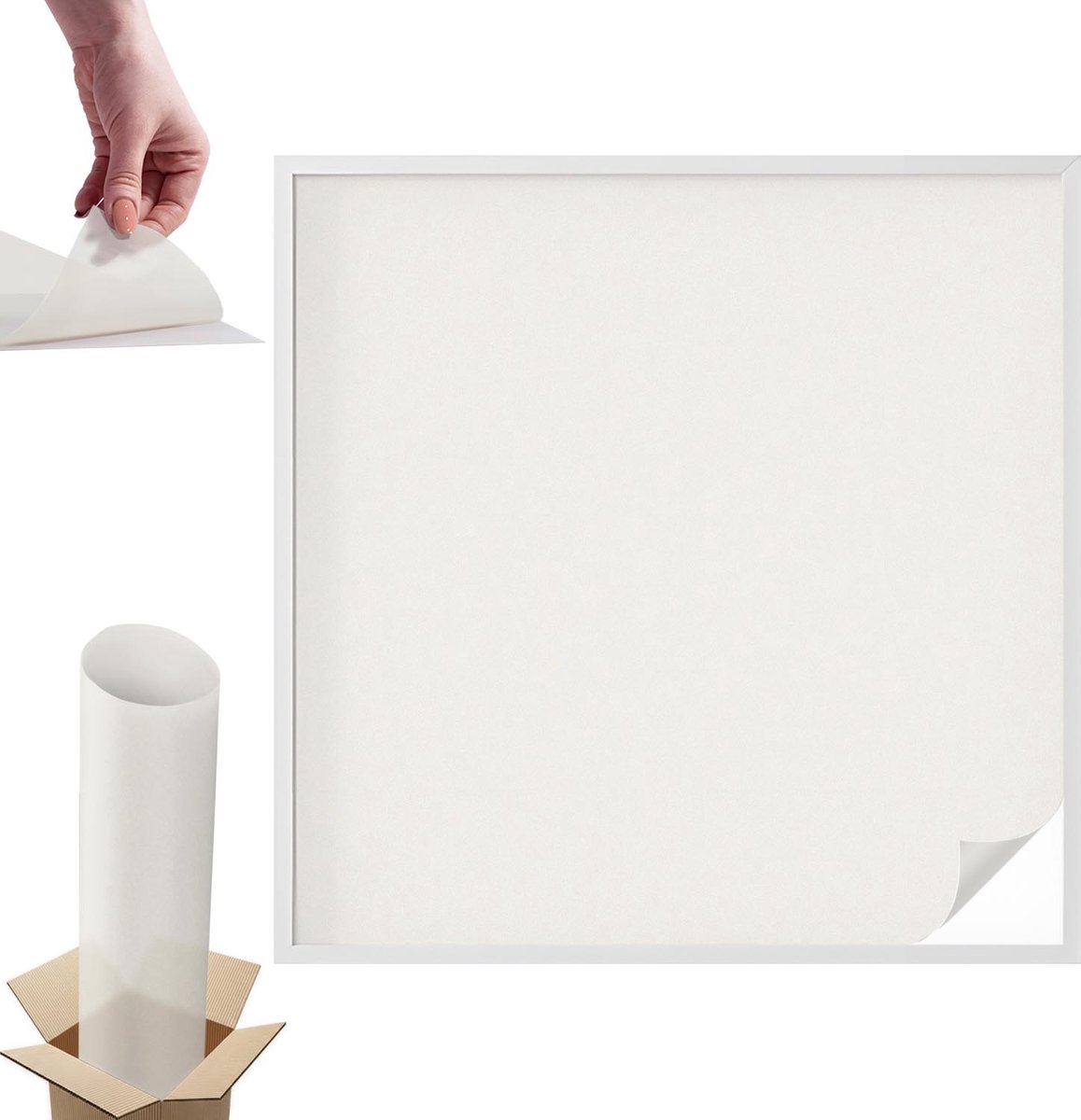 TULUP Raamfolie Anti inkijk - Delicaat grijsachtig wit Anti inkijk Raamfolie - 100x100 cm - Wit Raamfolie Tegen inkijk - Zelfklevende Anti inkijk Folie Glas in Lood - Voor de badkamer, slaapkamer, hal - Zonwerende Raamfolie Glas in Lood Wit - Delicaat grijsachtig wit