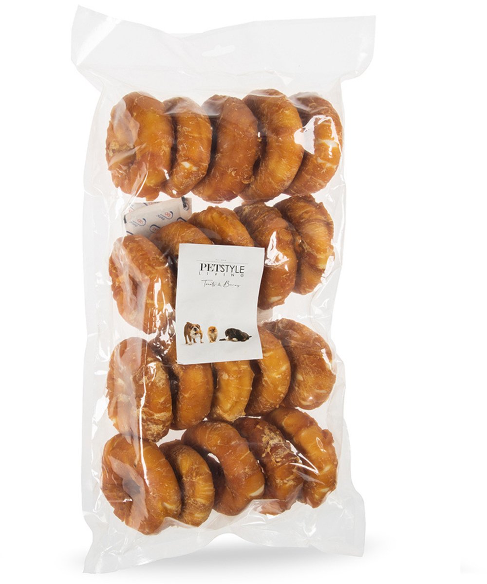 Bol.com Petstyle Living Gepofte Ringen met Kip - Hondensnacks - 7,5cm - 20 Stuks - Donut Hond aanbieding