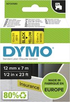 DYMO originele D1 labels | Zwarte Tekst op Geel Label | 12 mm x 7 m | Zelfklevende etiketten voor de LabelManager labelprinter | gemaakt in Europa