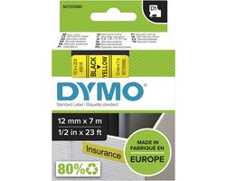 DYMO originele D1 labels | Zwarte Tekst op Geel Label | 12 mm x 7 m | Zelfklevende etiketten voor de LabelManager labelprinter | gemaakt in Europa