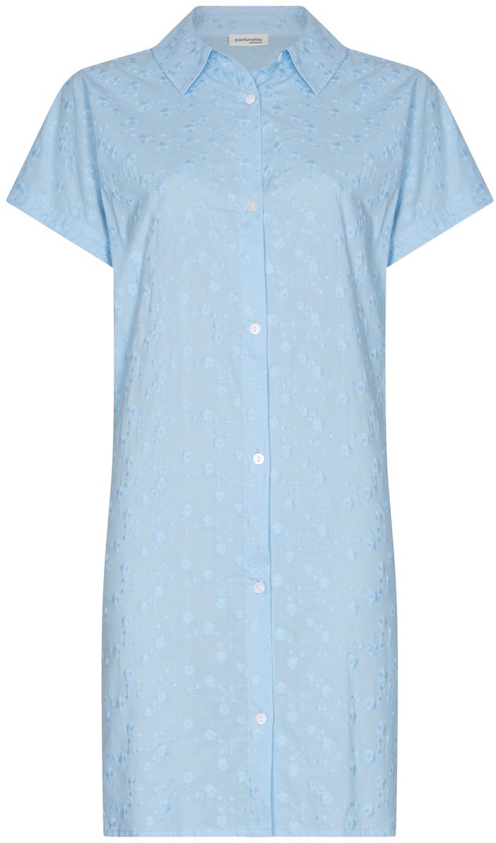 Pastunette Premium - Nachthemd - Skyway - Katoen - Blauw - Doorknoop Sluiting