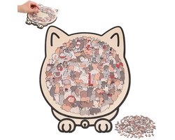 Houten kattenpuzzel - houten puzzel voor volwassenen in de vorm van een kat - Kleurrijke houten puzzel in de vorm van een kat - creatieve kattenpuzzel - Creatief cadeau voor kattenliefhebbers - Woondecoratie