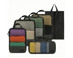 NOZALI Compressie Packing Cubes - Packing Cubes - Luxe 6 delige Reis Organizer Set - Kleding organizers - Ruimtebesparend - Duurzaam ontwerp