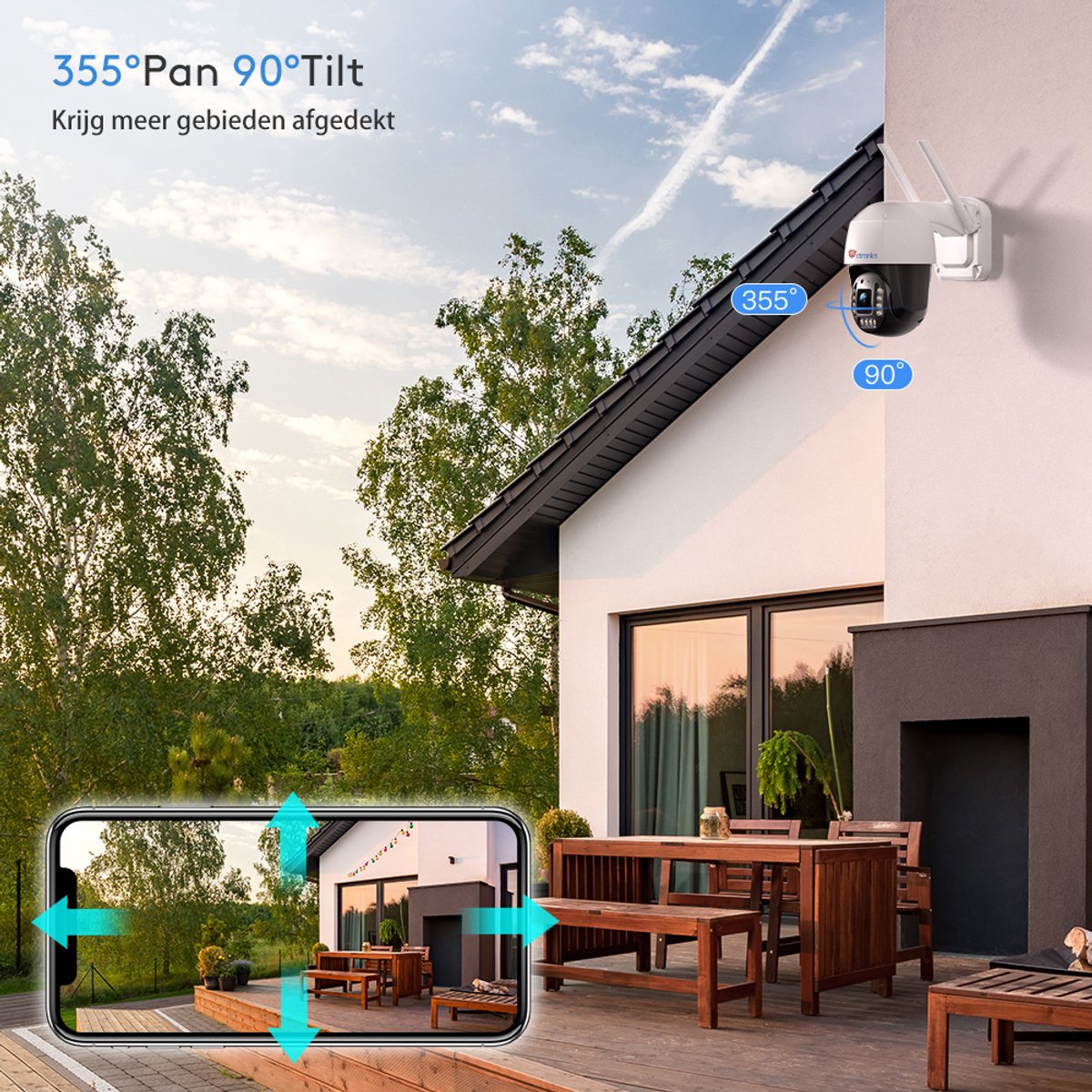 Ctronics 4K 8MP Beveiligingscamera Buiten - Smart Mens/Auto Detectie - Autotracking - Buiten Camera met Nachtzicht Kleuren - Tweeweg Audio - IP66 Waterdicht (Wit) – foto 5