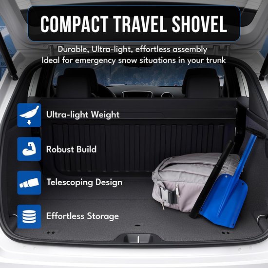 Sneeuwschep -sneeuwschuiver-32 inch - Lichtgewicht aluminium sneeuw-, zand- en tuinschep voor in de auto - Robuuste, opvouwbare driedelige schep - Geschikt voor in de auto - Thuis en buiten - Blauw - 82x21 cm van Edayo — afbeelding 3