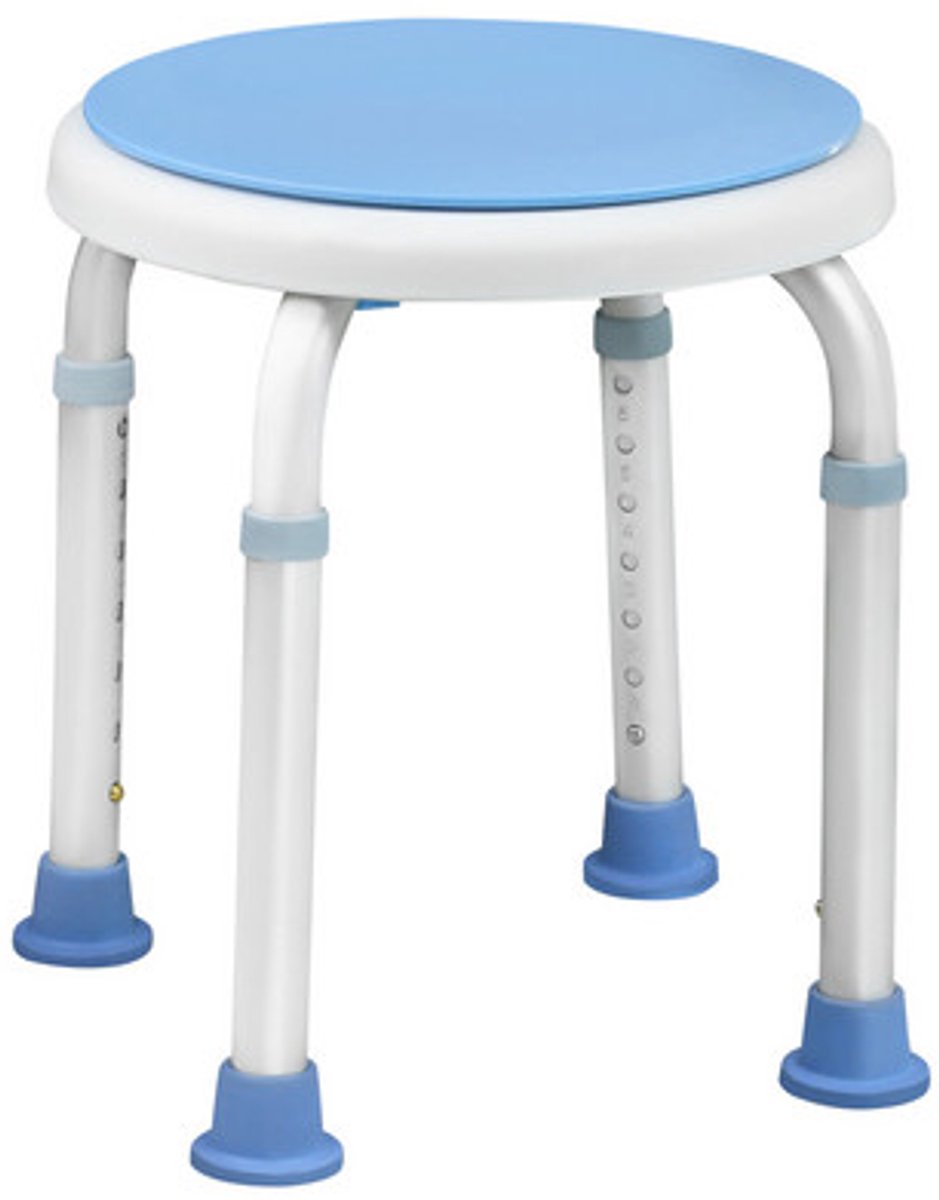 Froadp Stabiele Aluminium Douchekruk, 360° Draaibaar & Hoogteverstelbaar Badzitje, Antislip, Blauw