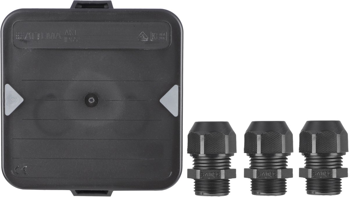 Attema kabeldoos m20 - zwart - 3 wartels - ip65