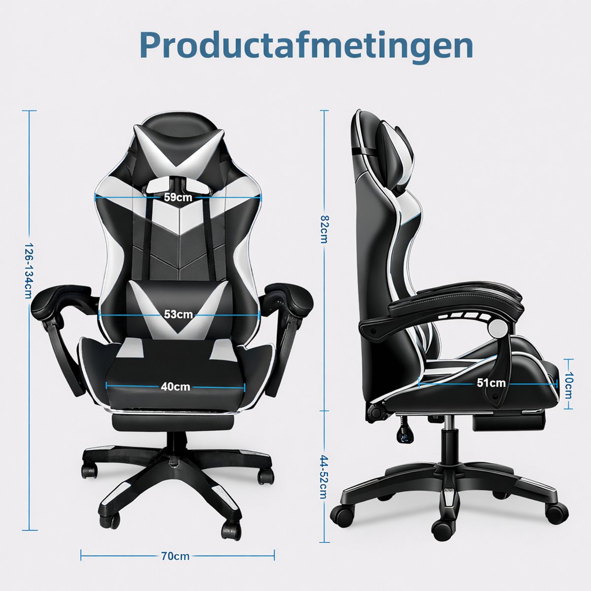 Gaming Masserende Stoel met Voetsteun en Verstelbare - afbeelding 3