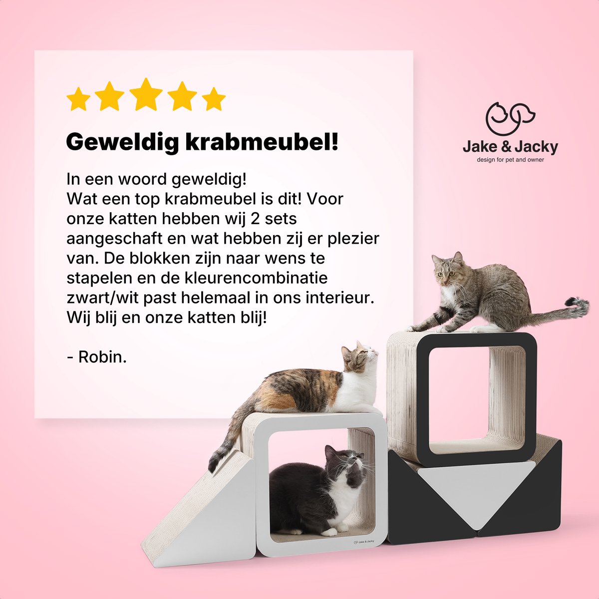 Jake and Jacky Krabkarton voor Katten - Krabpaal Karton - Krabplank - Krabmand - Krabmeubel - Kartonnen Krabmat - Kattenmand - Kattenbed – foto 7