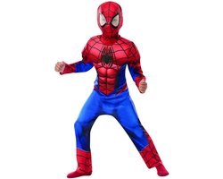 Rubies - Spiderman Kostuum - Spider-Man Deluxe Spinneman Kind Kostuum - Blauw, Rood - Maat 104 - Carnavalskleding - Verkleedkleding