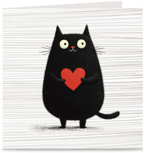 KAT MET HARTJE | blanco kaart / wenskaart met envelop | liefde