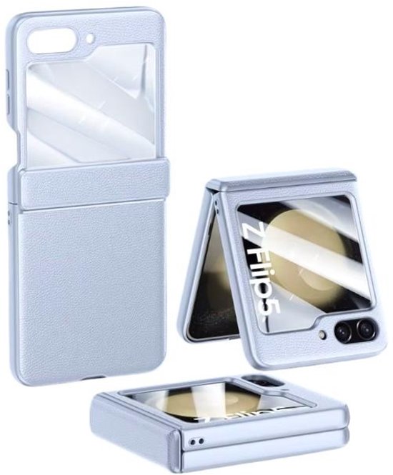 Coque Samsung Z Flip 5 compatible avec Samsung Galaxy Z Flip 5, protection d'écran externe en cuir et Verres pour téléphone portable