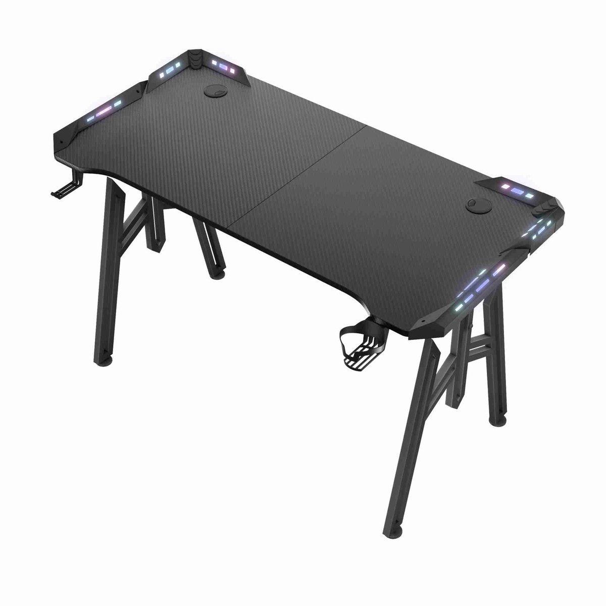 Aufun gaming bureau – 160x60 cm – M-frame – vleugelvormig – met LED-verlichting – hoekbureau voor thuiskantoor