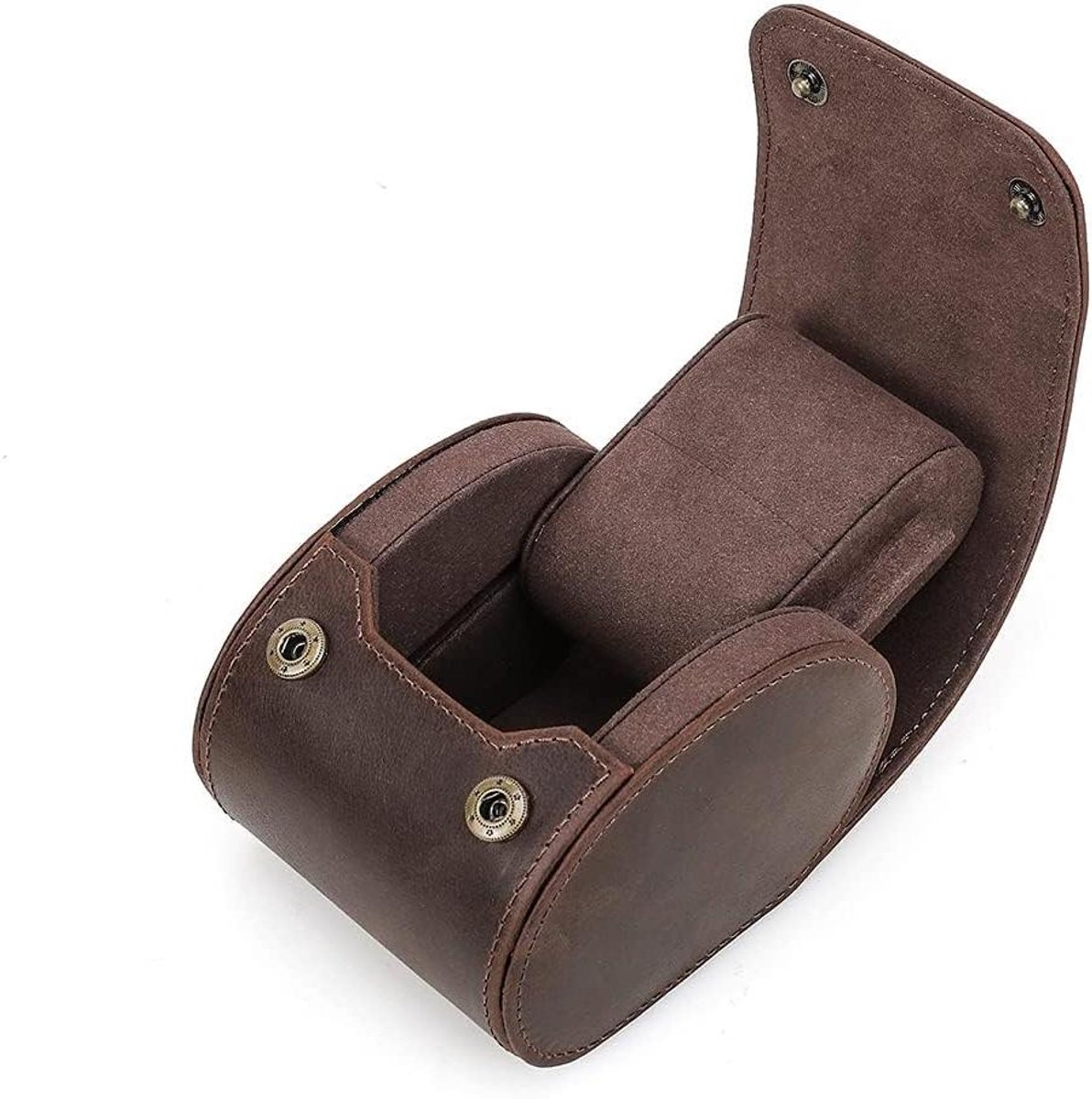 Jhubers Goods - Horlogekoffer - Handgemaakte Lederen - Horloge Opbergdoos - Verwijderbare Kussen - Draagbare Reisorganisator - Geschikt voor 1 Horloge - Slot Montage Ontwerp - Draagbare Horloges - Koffer - Blauw