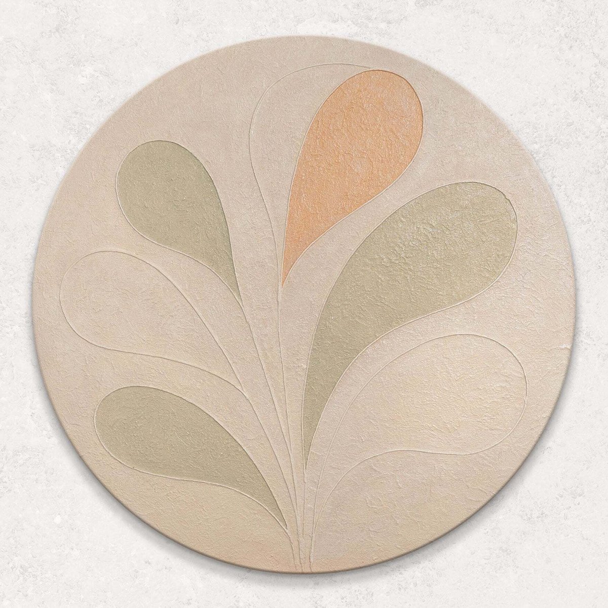 YS Canvas schilderij 80x80 cm handgeschilderd delicaat patroon – YS-Art Gallery – Luxe wanddecoratie Round