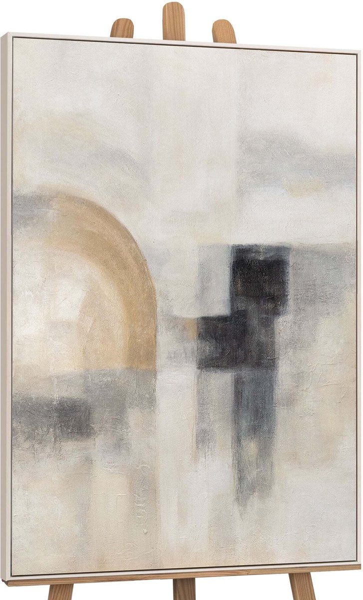 YS Canvas schilderij handgeschilderd ghostly light abstract – YS-Art Gallery – Luxe wanddecoratie voor woonkamer – Modern schilderij voor slaapkamer en hal Beige