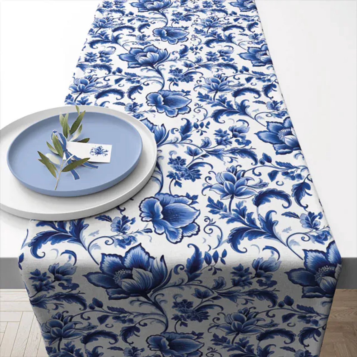 Ambiente Delft Blue tafelloper 40 x 150 cm